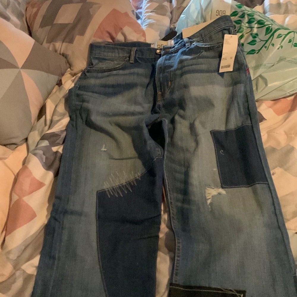 Patchwork relaxed denim